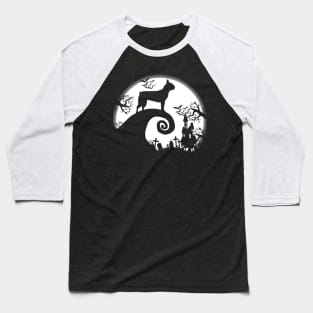 Boston Terrier And Halloween Moon Baseball T-Shirt